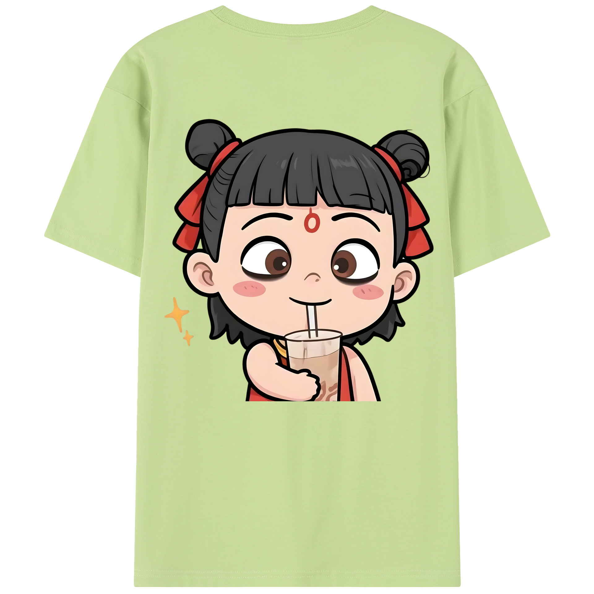 （画像用） Ne Zha 2 ナタ 魔童の大暴れ 綿100％半袖Tシャツ（背面プリント）